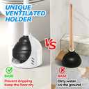 FORASTO Heavy Duty Toilet Plunger with Holder - Extra Large Diameter & Enhanced Cavity Design for Powerful Clog Removal, Odorless Toilet Plunger for Bathroom Accessories & Cleaning Supplies, White