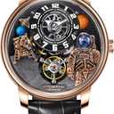 Space Station Automatic Watches for Men, Unique 3D Astronaut Space Style, 5ATM Waterproof Skeleton Mechanical Watch with Leather Strap