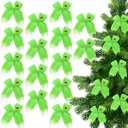 Amyhill 24 Pcs Lime Green Bows Christmas Tree Decoration Christmas Tree Topper Lime Green Plush Faux Fur Bows Ornaments for Winter Xmas Hanging Decor Holiday Party Decoration