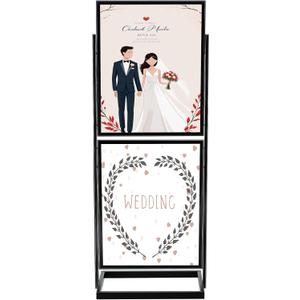Gisafai 1 Pcs Sign Holder Floor Stand 2 Tier Heavy Duty Poster Stand for Display 22×28 Inch Slide-in Double Sided Banner Standing for Outdoor Indoor Business Store Advertising Wedding