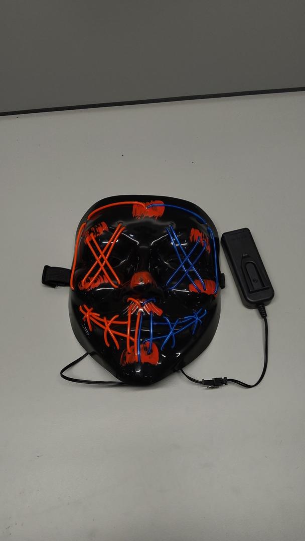 Halloween LED Purge Mask, 2 Pack Scary Masks, Glow Halloween Mask Light Up with 3 Lighting Modes for Men Women Adult on Halloween Costume Party, aldult, Black