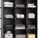 Closet Organizers and Storage, 12 Cube Storage Organizer, Portable Closet Organization Clothes Shelves for Kids, Closet, Bedroom, Bathroom, Office, Black, 38 x 48 x 12 in