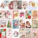 24 Pack Vintage Christmas Cards Pink Christmas Cards with Envelopes Retro Victorian Christmas Cards Assorted Greeting Cards Xmas Holiday Postcard for Classroom Exchange Crafting Friends Gifts