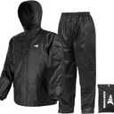 KastKing AquaLite Waterproof Rain Suit for Men and Women, Loose Fit, Lightweight, Durable Outdoor Gear for Fishing, Hiking (XX-Large, Black)