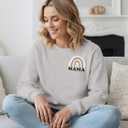Dog Mom Sweatshirts Women Dog Paw Graphic Pullover Top Fall Sweatshirts Mama Pullover Long Sleeve Shirt (Gray, M)