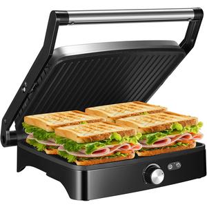 OSTBA Panini Press Grill Indoor Sandwich Maker with Temperature Setting, 4 Slice Large Non-stick Versatile Grill, Opens 180 Degrees to Fit Any Type or Size of Food, Removable Drip Tray, 1200 W
