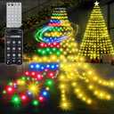 CheaperPremium 30 Modes Ring Christmas Tree Lights - 7.5Ft x 12 Lines 336 LED Easy App Control Color Changing Timer Remote (Warm White to Multicolor)