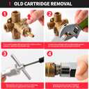 Upgrade 1222 Cartridge Replacement Kit with Removal Tool 104421 & Handle Adapter 116653 - Compatible with Moen Posi Temp Tub/Shower Faucets, Durable Brass Construction (Upgraded)