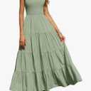 PRETTYGARDEN Women's 2026 Casual Loose Plain Maxi Sundress Smocked Tank Dress Sleeveless Spring Beach Tiered Long Dresses, 2XL