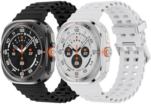 2 Pack Ocean Bands Compatible with Samsung Galaxy Watch Ultra 47mm (2025/2024) Women Men, Adjustable Breathable Silicone Strap for Galaxy Watch Ultra Bands