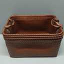 GIB Wicker Storage Baskets for Shelves, Woven Laundry Basket for Organizing Clothes Blanket Basket, Decorative Rectangular Closet Organizers Storage Bins with Handles, Brown, 4 Pack
