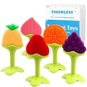 Teething Toys (5 Pack) - Tinabless Infant Teething Keys Set, BPA-Free, Natural Organic Freezer Safe for Infants and Toddlers, Silicone Baby Teethers (Multicolor)