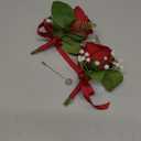 Rinlong 2Pcs Red Rose Boutonnieres with Pins for Groom, Groomsmen | Fall Wedding, Prom, Homecoming