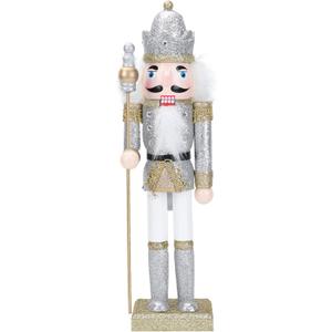 PRETYZOOM Nutcracker Doll Soldier Toy Christmas Decoration Wooden Nutcracker Puppet Figurine Holiday Desktop Decor 12 Inch Walnut Soldier Ornament