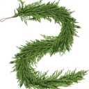 6 Ft Christmas Norfolk Pine Garland Real Touch Artificial Faux Greenery Christmas Garland Decorations for Home Mantle Table Fireplace Stairs Door Indoor Outdoor Holiday Decor