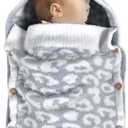 JOOJA Newborn Baby Swaddle Blanket for Boys Girls Essential for Infants 0-6 Months Receiving Blankets Knit Sleeping Bag Stroller Wrap Shower Gift Grey Cheetah