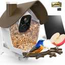 birdsnap P33 - Smart Bird Feeder with Camera Solar Powered, 2K Video Bird Camera Feeder Live with 32GB Card, AI Identify Feather Species, Auto Record in Backyard, Ideal Gift for Birds Lover (Brown)