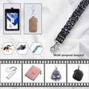 Lanyardio Stretchy Scrunchie Lanyard for ID Badges Keys, Cute Teacher Lanyard for Women with 2 Card Holders 19.21 Inch (Polka Dot)