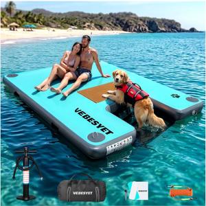 Inflatable Floating Dock for Adults & Dogs, 6-Inch Platform