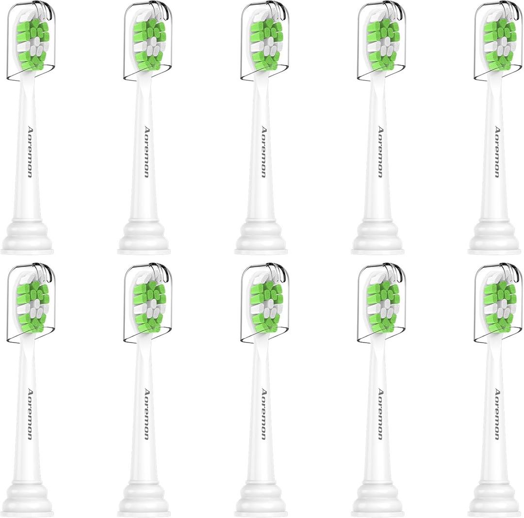 Aoremon Replacement Heads for Philips Sonicare -10 Pack Toothbrush Heads Compatible with Phillips Sonicare W HX6062/65 & All Snap-on Electric Toothbrush Handles, White