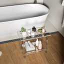 Sumerflos Acrylic Shower Bench for Inside Shower - 24.02" L x 12.99" W x 18.31" H Bathroom Shower Stool with Storage Shelf Heavy Duty (Hold Up to 400lbs) for Shaving Legs Waterproof Non-Slip