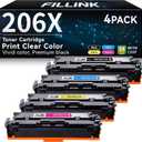 206A 206X Toner Cartridge for HP 206X 206A W2110X W2110A W2111X W2112X W2113X (with Chip) Use with HP Color Laserjet Pro MFP M283fdw M283cdw M283fdn M282nw M255dw Printers - High Yield & (BCMY 4 Pack)