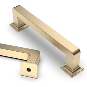 Asidrama 10 Pack 3.75 Inch (96 m) Brushed Brass Kitchen Cabinet Handles, Gold Cabinet Pulls Kitchen Cabinet Hardware Cupboard Handles Drawer Pulls