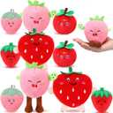 Hiboom 10 Pcs Strawberries Stuffed Plush Cuddly Cute Pocket-Sized Soft Stuffed Strawberry Plush Fruit Collectable Great Gift Ideas for Strawberry Lover Family Friend Loved One