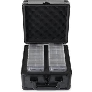 FunGuys Graded Card Storage Box, Trading Card Case for PSA Graded Pokemon Cards, Sports Card Storage Boxes, PSA Card Case Holder, Baseball Slab Case for Trading Cards, BGS (2 Row - 9.5 X 9.5 X 6.9 Inches, Black and Black)