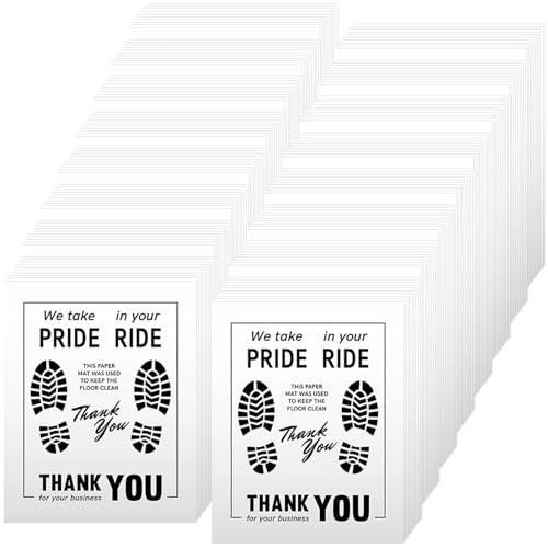 200 Pcs Paper Floor Mats for Cars - 20×16" Disposable Floor Mats for Cars, Auto Vehicles Floor Covers with Footprint Words, White Floor Pads for Cars, Auto Detailing Supplies