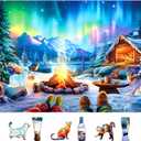 Aurora Winter Camp 500 Piece Puzzle for Adults, Fun Puzzles for Adults 500 Pieces with HD Print & Poster, 23" X 15" in Dust Free, for Gifts Halloween Christmas Family Games Lovers