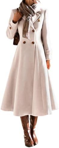 IDEALSANXUN Womens Long Wool Coat Fall Winter Double Breasted Trench Coat Peacoat Jackets. Size S.