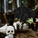 Black Roses Artificial Flowers 50 Pack in Bulk, Fake Roses Flowers Realistic Roses for Halloween Gothic Wedding Home Party Decoration Event Gift (Black)