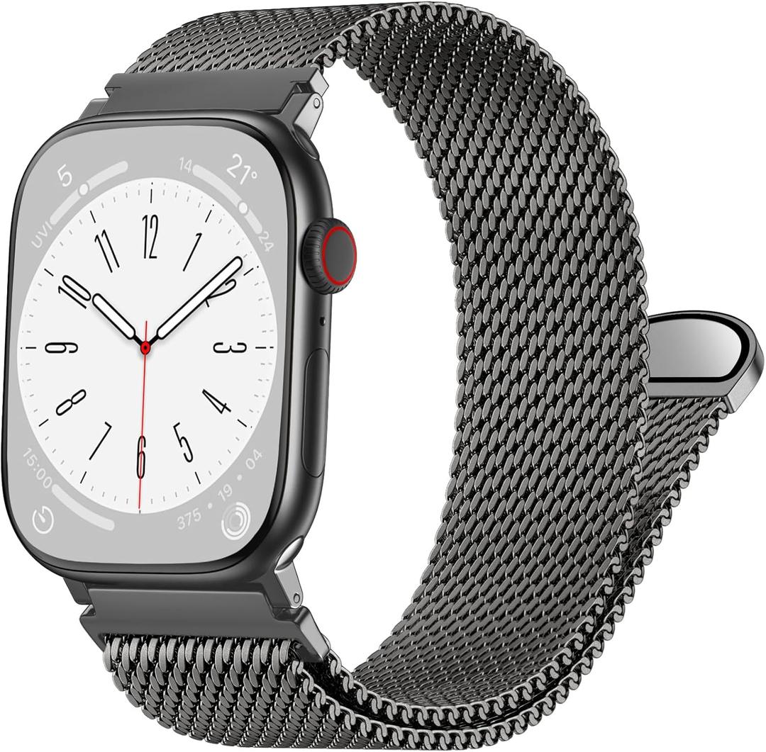 Milanese Mesh Loop Compatible with Apple Watch Bands for Men 44mm 49mm 45mm 46mm 40mm 38mm 41mm 42mm, Stainless Steel Metal Magnetic Strap for iWatch Band Series 11 10 9 8 7 6 5 4 3 2 1 SE Ultra3 2 1 (Grey)