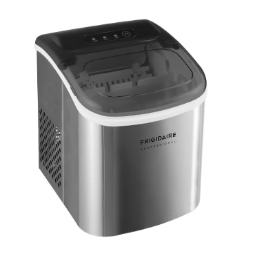 Frigidaire Ice Maker Countertop, Portable Ice Machine with Carry Handle, 26.5lbs Per Day, 9 Cubes in 6 Mins, Auto-Cleaning, with Basket and Scoop, for Home, Kitchen, Camping, RV, Silver 