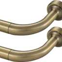 2 Pack Wrap Around Curtain Rod for Windows 28-150", Internal Splicing 1 Inch Diameter Disc, Adjustable Room Darkening Curtain with Aluminum Finials and Brackets, Antique Bronze