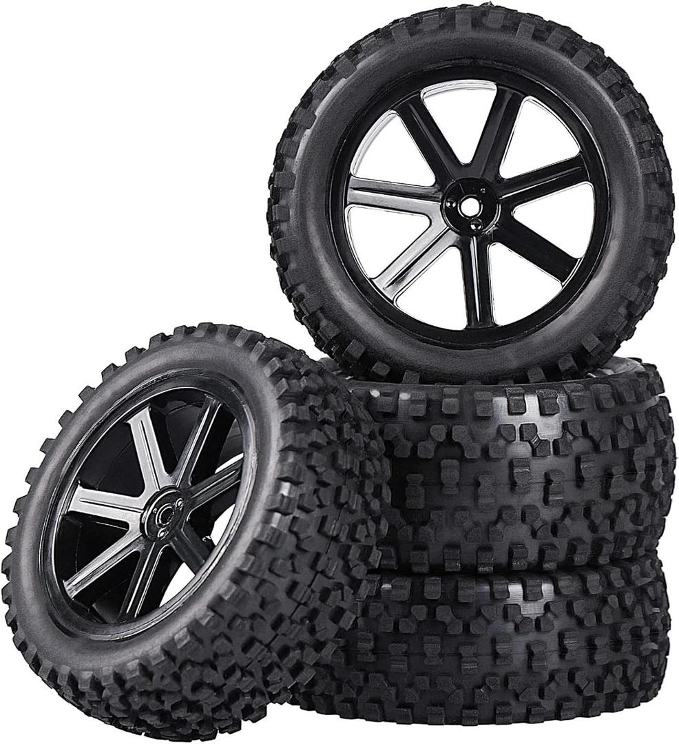Aimrock 12mm Hex 2.2'' Pre-Glued RC Buggy Wheels and Tires, Out Dia. 3.5'' for 1/10 1/12 1/14 1/16 Off-Road RC Buggy Truck, Set of 4