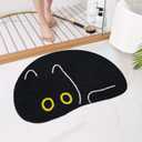 Halloween Black Cat Bath Mats for Bathroom 20x30 Inch Non Slip Washable Black Cat Bathroom Rugs Plush Soft Absorbent Halloween Home Decor Rug (1'8" x 2'6" (Oval))