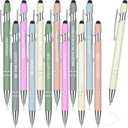 Zonon 12 Pcs Inspirational Pens Bulk Motivational Ballpoint Pen with Stylus Tip Inspirational Graduation Gifts for Teacher Coworkers School Office Supplies Black Ink(Morandi,Motivational Style)