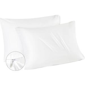 Bedsure Cooling Pillow Cases Queen Size Set of 2, Rayon Derived from Bamboo Cooling Pillowcases for Hot Sleepers, Soft & Breathable Cool Pillow Covers with Zipper, White, Gifts, 20x30 Inches