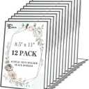 EHWINE 12 Pack Acrylic Sign Holder 8.5 x 11, Black Picture Frame Stand up Table Top Sign Holders, Slanted Back Paper Holder Clear Display Stand Menu Flyer Holder for Wedding Party