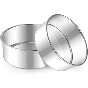 E-far Small Cake Pans Set of 2, 5 Inch Stainless Steel Mini Round Baking Pan Tins - Non-Toxic & Leak-Proof Cake Mold for Smash Birthday Layer Tiered Cheesecake, Easy Clean & Dishwasher Safe