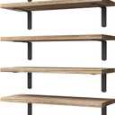 WOPITUES Wood Floating Shelves Set of 6, Shelves for Wall Decor, Farmhouse Shelf for Bedroom, Bathroom Storage Shelves, Book Shelves for Living Room - Rustic Brown (16.5 Inch)