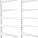 2 Pcs Twin Rail Upright Wall Shelving System 47.5 Inch with 10 Pcs 14.5 Inch Shelf Bracket Heavy Duty Adjustable Storage Rack Metal Support System for Kitchen Closet Home Indoor(White)