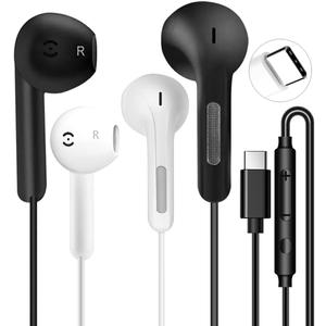 2 Pack USB C Headphones for iPhone 16/15 Pro Max/Plus, Wired Earbuds with Mic & Volume Control Type C Earphones Wired Headphones for iPhone 17 pro max Samsung Galaxy S23/S22/S21