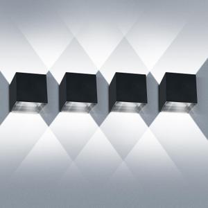 Ledmo Modern Sconce Wall Light Up Down, Outdoor Adjustable 20W 6500K Porch Lights, IP65 Exterior and Interior Aluminum Wall Pack Light, 1800LM Square for Garage, Garden, Staircase, Courtyard, 4 Pack