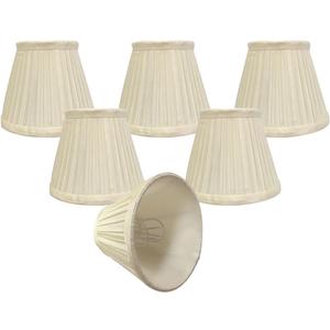 Royal Designs, Inc. Clip on Pleated Empire Chandelier Lamp Shade Flame Clip Fitter, CSO-1031-5EG-6, 3 x 5 x 4.5, Eggshell, 6 Pack