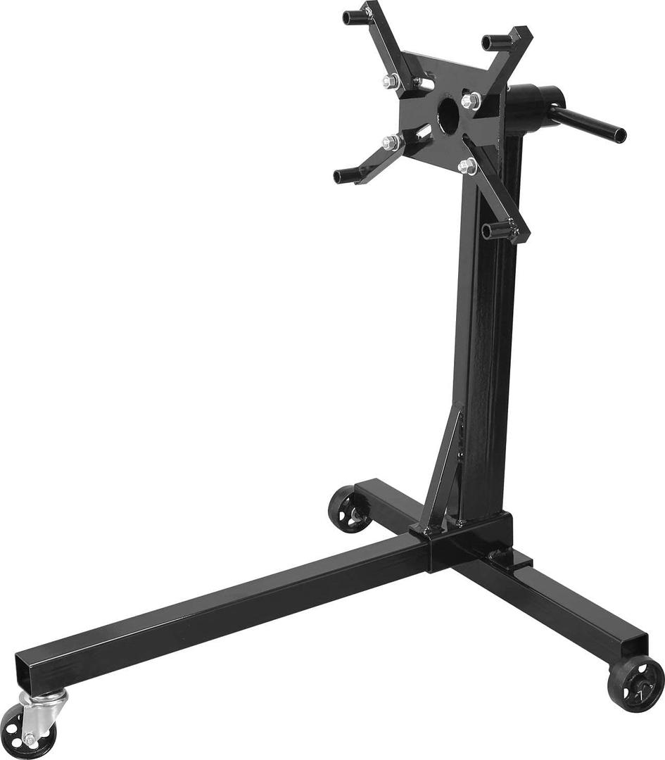 BIG RED AT23401BR Engine Stand,3/8 Ton (750 LBs) Capacity, Steel Rotating Engine Motor Stand with 360 Degree Adjustable Head,3-Caster,4 Adjustable Arms, for Vehicle Maintenance, Auto Repair, Black