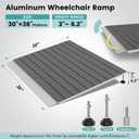 Threshold Ramps for Wheelchairs, Adjustable Height 3"6.2" and 30"36" Platform Aluminum Wheelchair Ramp, Door Threshold Ramps with a Non-Slip Thick Door Mat for Scooters, Power Chairs, Cart