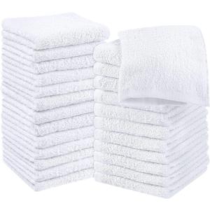 Utopia Towels Cotton Washcloths Set - 100% Ring Spun Cotton, Premium Quality Flannel Face Cloths, Highly Absorbent and Soft Feel Fingertip Towels (24 Pack, White)
